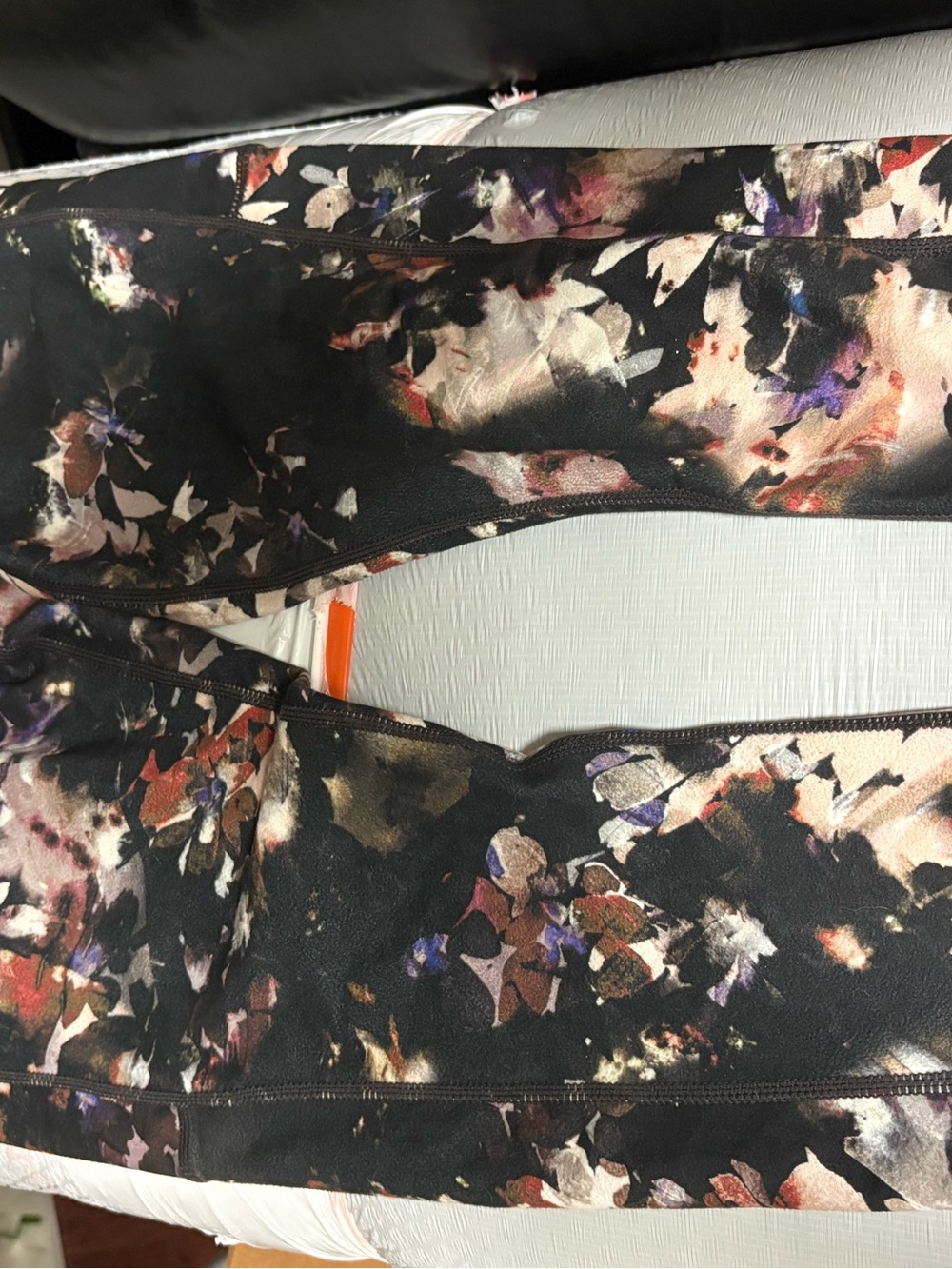 RBX Black Floral-Print Leggings with Multicolor Petal Accents